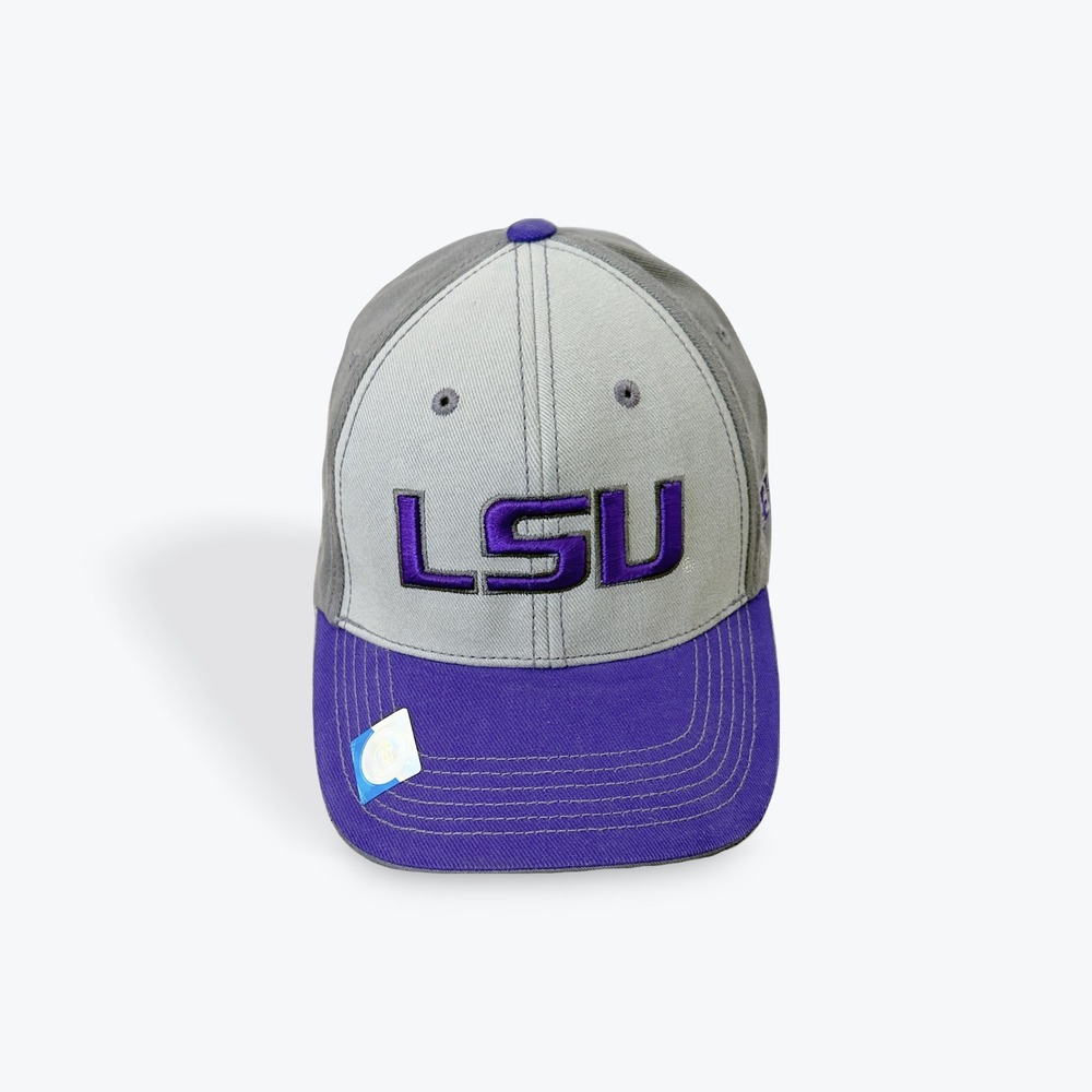 LSU Tigers Hat Captivating Headwear Grey Purple Adjustable Strapback Cap NCAA